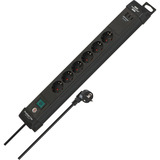 Brennenstuhl Premium-Line Steckdosenleiste 6-fach mit 2xUSB-C PD, 1xUSB-A schwarz, 3 Meter Kabel, mit Sicherheitsschalter