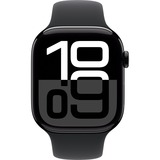 Apple Watch Series 10, Smartwatch schwarz (glänzend), Aluminium, 46 mm, Sportarmband schwarz S/M