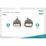 Digitus USB 2.0 Verlängerungskabel, USB-A Stecker > USB-A Buchse schwarz, 1,8 Meter