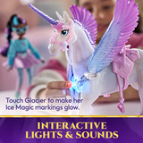 Spin Master Unicorn Academy - Edelsteinmagie Layla und Interaktives Einhorn Glacier , Spielfigur mit Licht und Sound