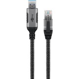 goobay Ethernet-Kabel USB-A 3.2 Gen1 Stecker > RJ-45 Stecker, LAN-Adapter schwarz/silber, 10 Meter