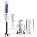 Braun Stabmixer MultiQuick 3 MQ30202M weiß/blau, 900 Watt, mit Zerkleinerer und Schneebesen