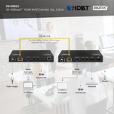 Digitus 4K HDBaseT HDMI KVM Extender Set, HDMI Verlängerung schwarz, 150 m