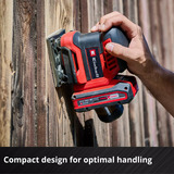 EINHELL Power X-Change Akku-Faust-Schwingschleifer TE-OS 18/113 3X Li-Solo, 18Volt rot/schwarz, ohne Akku und Ladegerät, mit Tasche + Zubehör
