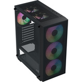 Aerocool B509A Flow-G-BK-v1, mit Netzteil Aero 650, Tower-Gehäuse schwarz, Tempered Glass