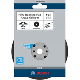Bosch PRO Backing Pad, Stützteller für Fiberschleifscheiben 125mm, M14, Schleifteller weich, für Winkelschleifer mit Spannmutter
