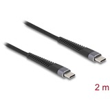 DeLOCK USB 2.0 Kabel, USB-C Stecker > USB-C Stecker mit verlängertem Knickschutz schwarz, 2 Meter, PD 3.0, Laden mit bis zu 60 Watt