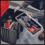 Einhell Systemkoffer E-Case L, Werkzeugkiste schwarz/dunkelrot, mit Räder