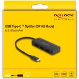 DeLOCK USB-C > 3x DisplayPort Splitter MST 4K 60Hz schwarz, 15cm