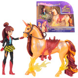 Spin Master Unicorn Academy - Valentina und Einhorn Cinder, Spielfigur mit echter Mähne und Schweif sowie Bürste