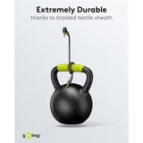 goobay Plus Audio Verbindungskabel AUX 3,5mm stereo, 90° schwarz/silber, 5 Meter, abgewinkelt