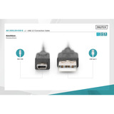 Digitus USB 2.0 Anschlusskabel USB-A (Stecker) > Mini-USB (Stecker) schwarz, 3 Meter