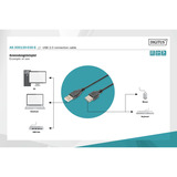 Digitus USB 2.0 Anschlusskabel USB-A (Stecker) > Mini-USB (Stecker) schwarz, 3 Meter