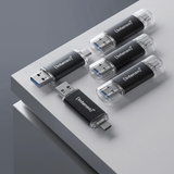 Intenso Twist Line 128 GB, USB-Stick anthrazit/transparent, USB-A 3.2 Gen 1, USB-C 3.2 Gen 1