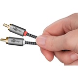 goobay Plus Audio Adapterkabel AUX 3,5mm Klinke > Stereo-Cinch Stecker schwarz/silber, 5 Meter