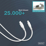 Digitus USB 2.0 Silikon-Kabel USB-C > Lightning, MFI zertifiziert weiß, 1 Meter, PD 2.0, Laden mit bis zu 60 Watt