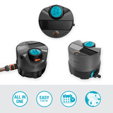GARDENA Bewässerungssystem AquaPrecise, oberirdisch, Sprinklersystem grau/türkis, mit Montageplatte und Schlauchanschluss