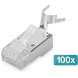 Digitus Modularstecker für Rundkabel, CAT 6A, geschirmt, 100 Stück silber, CAT 6A, 10GBase-T