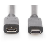 Digitus USB 2.0 Verlängerungskabel, USB-C Stecker > USB-C Buchse schwarz, 1,5 Meter, PD 60 Watt
