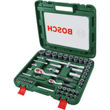 Bosch Heimwerken & Garten 1/4" + 1/2" Ratschen Set mit Steckschlüsseln, 60-teilig grün, Drehmoment bis 768 Nm, im Koffer