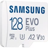 Samsung EVO Plus 128 GB microSDXC (2024), Speicherkarte weiß, UHS-I U1, Class 10, V10, A1
