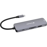 Verbatim USB-C Pro Multiport-Hub CMH-08, 8 Port, Dockingstation grau, 2x HDMI, 3x USB-A, USB-C PD, SD, microSD