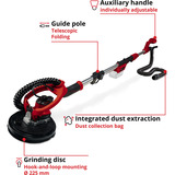 EINHELL Professional Akku-Trockenbauschleifer TP-DW 18/225 Li - Solo, 18Volt rot/schwarz, ohne Akku und Ladegerät