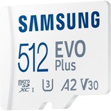 SAMSUNG EVO Plus 512 GB microSDXC (2024), Speicherkarte weiß, UHS-I U1, Class 10, V10, A1