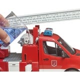 bruder 02673 MB Sprinter Feuerwehr mit Light & Sound Modul, Modellfahrzeug rot/weiß, Drehleiter, Pumpe