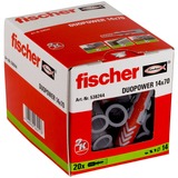 fischer Dübel DUOPOWER 14x70 hellgrau/rot, 20 Stück