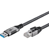 goobay Ethernet-Kabel USB-A 3.2 Gen1 Stecker > RJ-45 Stecker schwarz/silber, 1,5 Meter, geflochtener Textilmantel