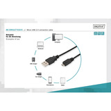 Digitus USB 2.0 Anschlusskabel USB-A (Stecker) > Micro-USB (Stecker)  schwarz, 1 Meter