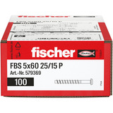 fischer Betonschraube FBS 5x60 25/15 Panhead TX 100 Stück, verzinkt