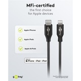 goobay Apple Lightning / USB-C PD-Ladeset nano 20 Watt, Ladegerät schwarz, PD, 1 Meter Kabel