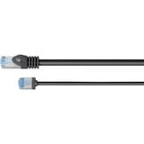 goobay Ultraflexibles Cat.6a Patchkabel slim, U/FTP schwarz, 2 Meter, extrakurze Stecker