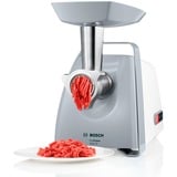 Bosch Home Fleischwolf ProPower MFW45020 weiß/grau, 500 Watt, Wurstfüller- und Kebbe-Aufsatz