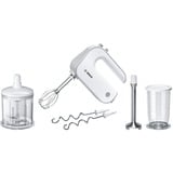 Bosch Home Handmixer-Set Styline MFQ4080 weiß/silber, 500 Watt, mit Zerkleinerer und Edelstahlmixfuß