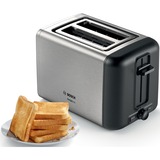 Bosch Kompakt-Toaster DesignLine TAT3P420DE edelstahl/schwarz, 970 Watt, für 2 Scheiben Toast
