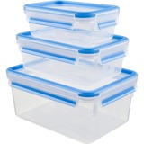 Emsa CLIP & CLOSE Frischhaltedosen-Set transparent/blau, 0,55 Liter, 1,0 Liter, 2,3 Liter