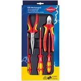 Knipex VDE-Werkzeugsatz 002013, Werkzeug-Set rot/gelb, Zangen und Wera Schraubendreher