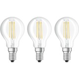 LEDVANCE OSRAM LED BASE FILAMENT CLP 40 4W/827 E14 M3, LED-Lampe Dreierpack, ersetzt 40 Watt, Filament