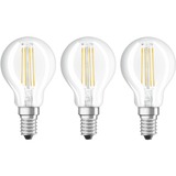 LEDVANCE OSRAM LED BASE FILAMENT CLP 40 4W/840 E14 M3, LED-Lampe Dreierpack, ersetzt 40 Watt, Filament
