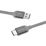 Nevox USB 3.2 Gen 1 Kabel, USB-A Stecker > USB-C Stecker grau, 2 Meter, gesleevt