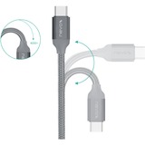 Nevox USB 3.2 Gen 1 Kabel, USB-A Stecker > USB-C Stecker grau, 2 Meter, gesleevt