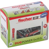 fischer Dübel DUOPOWER 5x25 S LD hellgrau/rot, 50 Stück, mit Schraube