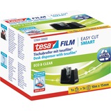 tesa Tischabroller Easy Cut Smart + 1 Rolle eco & clear schwarz, 10 Meter