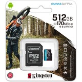 Kingston Canvas Go! Plus 512 GB microSDXC, Speicherkarte schwarz, UHS-I U3, Class 10, V30, A2