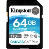 Kingston Canvas Go! Plus 64 GB SDXC, Speicherkarte schwarz, UHS-I U3, Class 10, V30