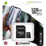 Kingston Canvas Select Plus 128 GB microSDXC, Speicherkarte schwarz, UHS-I U1, Class 10, V10, A1