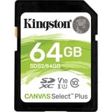 Kingston Canvas Select Plus 64 GB SDXC, Speicherkarte schwarz, UHS-I U1, Class 10, V10